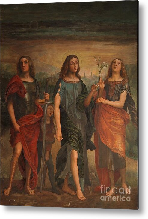 The Three Archangels Metal Print featuring the painting The Three Archangels #1 by Archangelus Gallery