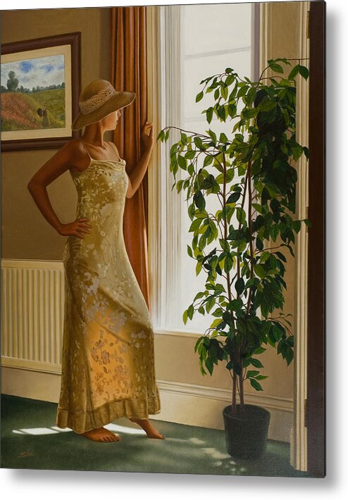 Waiting Metal Print featuring the painting Waiting for her lover #1 by John Silver