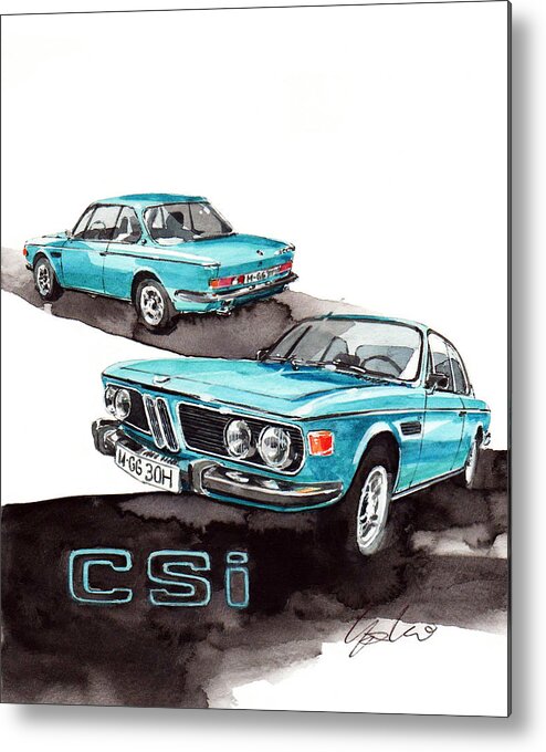 Bmw 3.0 Csi Metal Print featuring the painting BMW 3.0 CSi by Yoshiharu Miyakawa