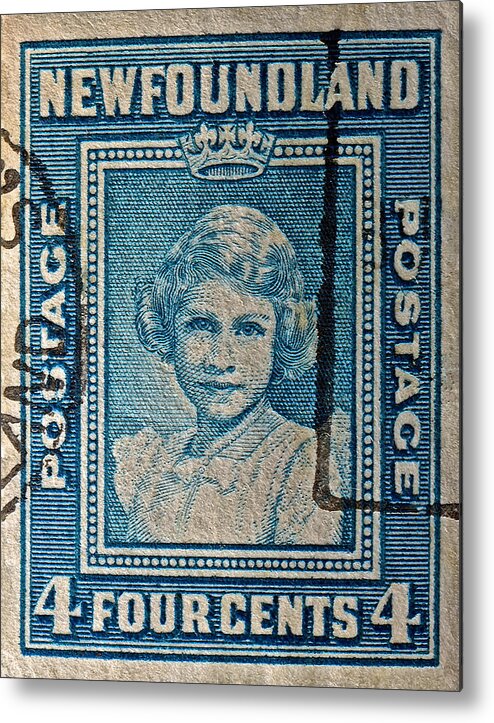 1938 Metal Print featuring the photograph 1938 Queen Elizabeth II Newfoundland Stamp by Bill Owen