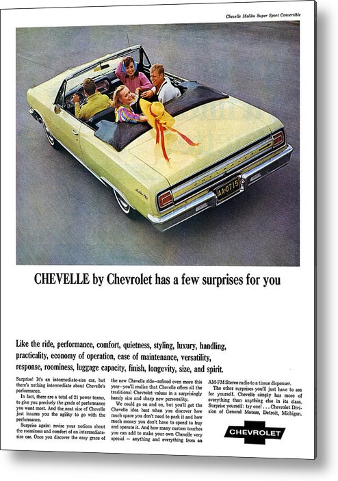 1965 Metal Print featuring the digital art 1965 Chevelle Convertible by Digital Repro Depot
