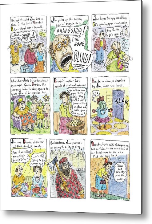 120153 Rch Roz Chast 
(short Story Plot Points.) Metal Print featuring the drawing Better Than Chekhov #2 by Roz Chast