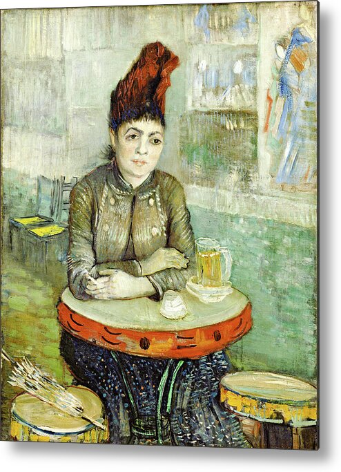 Vincent Van Gogh Metal Print featuring the painting In the cafe. Agostina Segatori in Le tambourin #7 by Vincent van Gogh