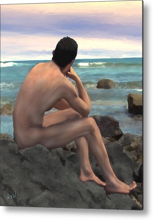 Nude Metal Print featuring the photograph Nude Male by the Sea #2 by Kurt Van Wagner