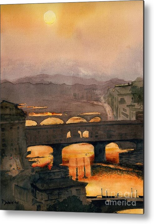 Italy Metal Print featuring the painting Ponte Vecchio by Madeleine Holzberg