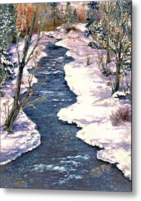 Oregon Metal Print featuring the painting Rock Creek Winter #2 by Lynne Wright