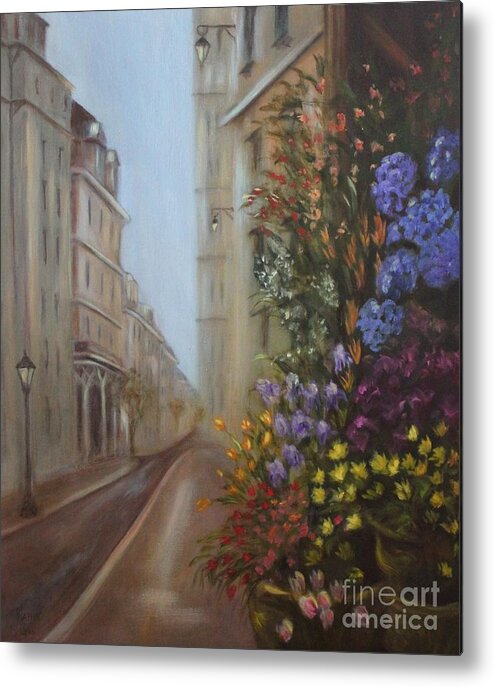 Flowers Metal Print featuring the painting Rue de Fleur by Kathy Lynn Goldbach