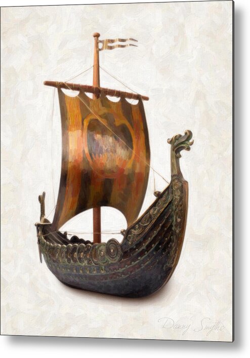 Viking Metal Print featuring the painting Viking Ship #2 by Danny Smythe
