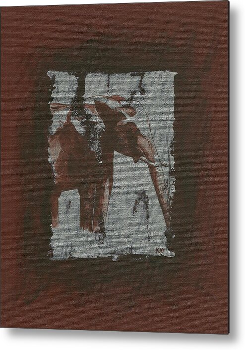 African Metal Print featuring the painting Elephant by Konni Jensen