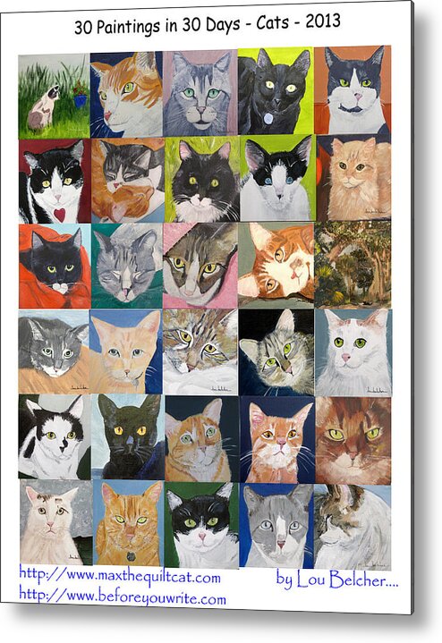 Cats Metal Print featuring the painting 30 Paintings in 30 Days - Cats by Lou Belcher