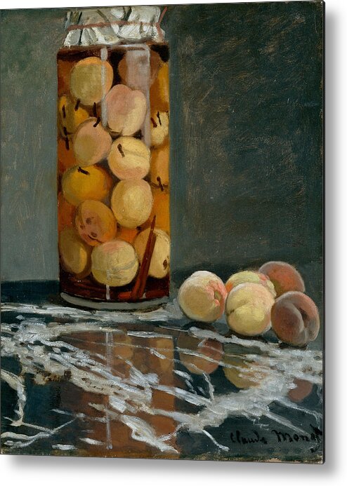 Claude Monet Metal Print featuring the painting Jar Of Peaches #4 by Claude Monet