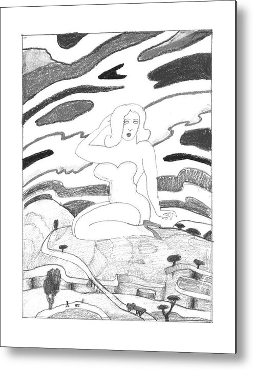118777 Sst Saul Steinberg (montage Of Women Moving Forward.) Female Feminism Feminist Gender Lib Liberated Liberation Naked Nude Nudity Role Roles Sex Women's Metal Print featuring the drawing New Yorker March 14th, 1994 #5 by Saul Steinberg