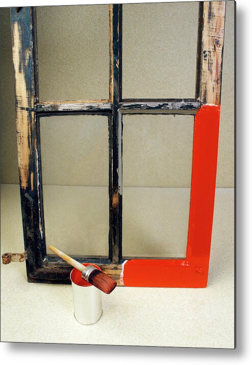 Pot Metal Print featuring the photograph Window Frame Restoration #6 by Ton Kinsbergen/science Photo Library