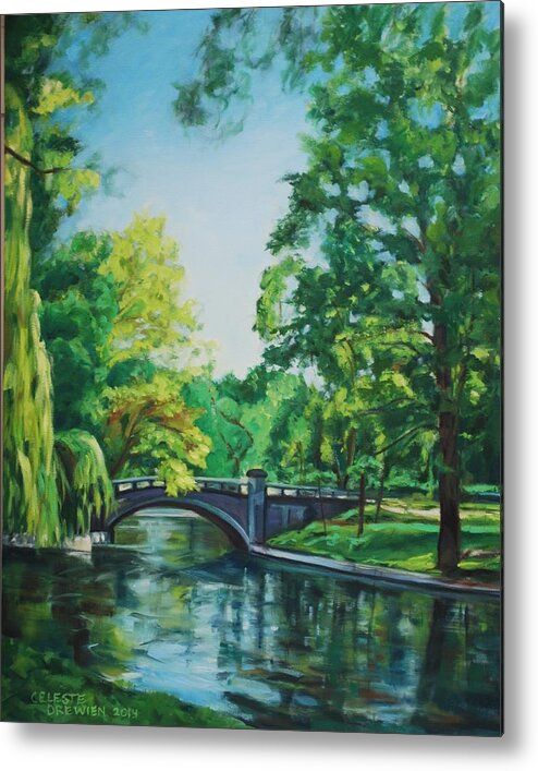 Park Metal Print featuring the painting A Bridge to Springtime by Celeste Drewien