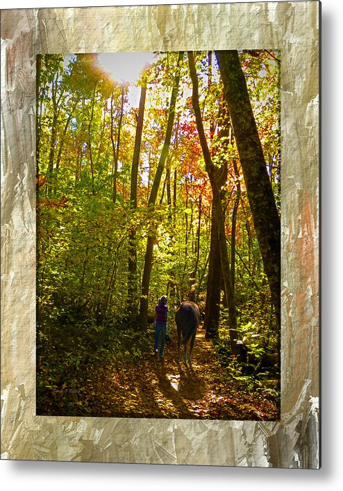 Fall Metal Print featuring the photograph A Fall Walk With My Best Friend by Sandi OReilly