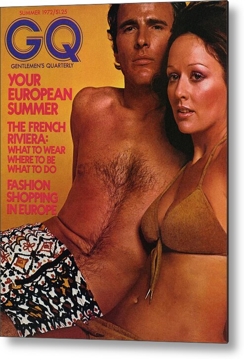 Fashion Metal Print featuring the photograph A Gq Cover Of A Couple In Bathing Suits by Stephen Ladner