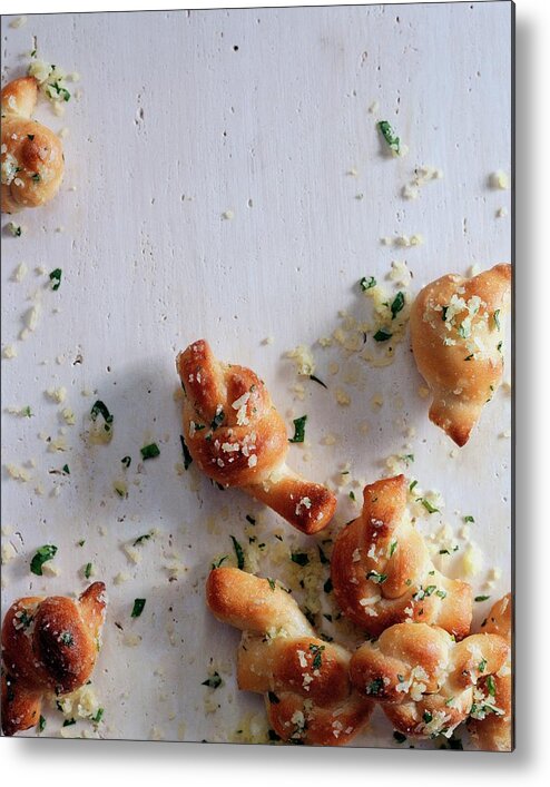 Studio Shot Metal Print featuring the photograph A Group Of Garlic Knots by Romulo Yanes