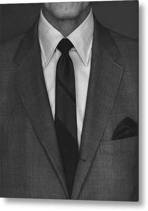 Fashion Metal Print featuring the photograph A Man Wearing A Suit by Peter Scolamiero