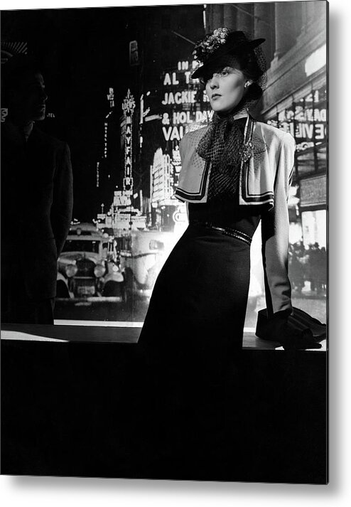 Accessories Metal Print featuring the photograph A Model Wearing A Dress And Bolero On A New York by Horst P Horst