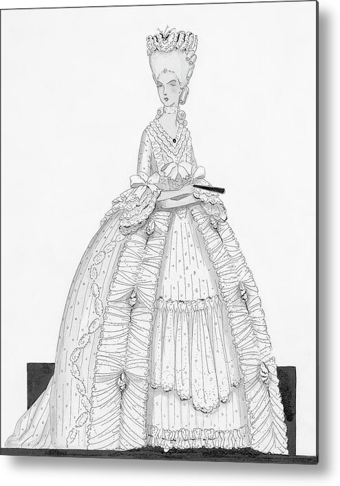 Fashion Metal Print featuring the digital art A Woman Wearing A Dress From 1790 by Claire Avery