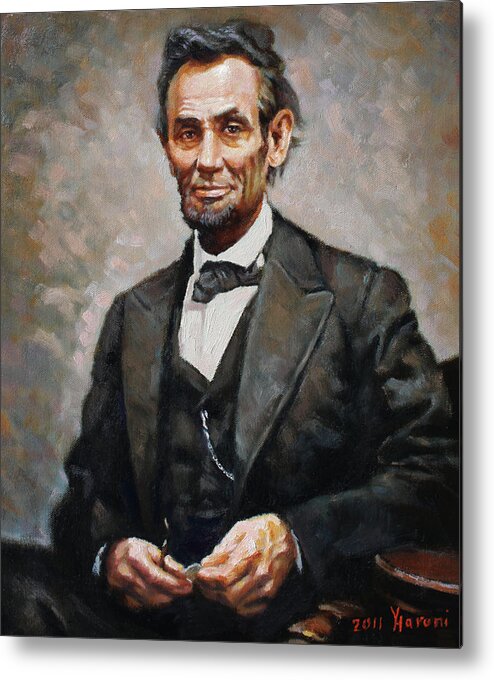Abraham Lincoln Metal Print featuring the painting Abraham Lincoln by Ylli Haruni