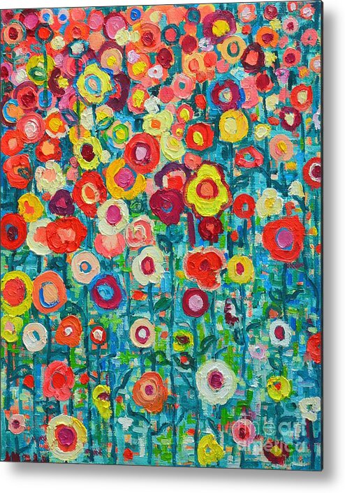 Abstract Metal Print featuring the painting Abstract Garden Of Happiness by Ana Maria Edulescu