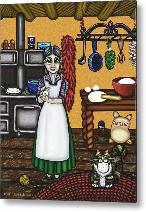 Cook Metal Print featuring the painting Abuelita or Grandma by Victoria De Almeida