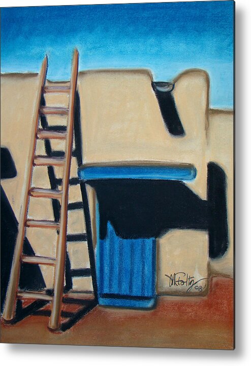 Buildings Metal Print featuring the painting Adobe Ladder by Michael Foltz