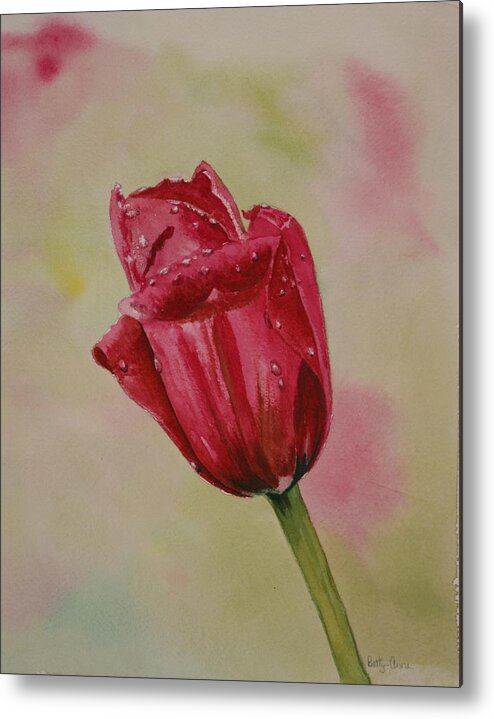 Tulip Metal Print featuring the painting After the rain by Betty-Anne McDonald