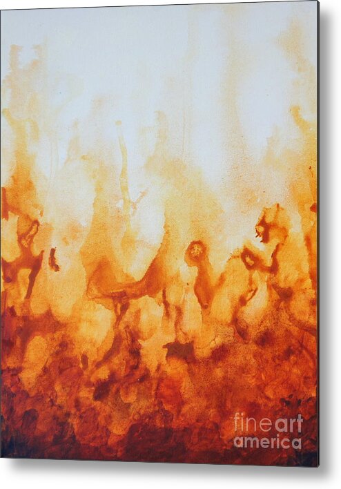 Abstract Metal Print featuring the painting Amber Flame by Shiela Gosselin