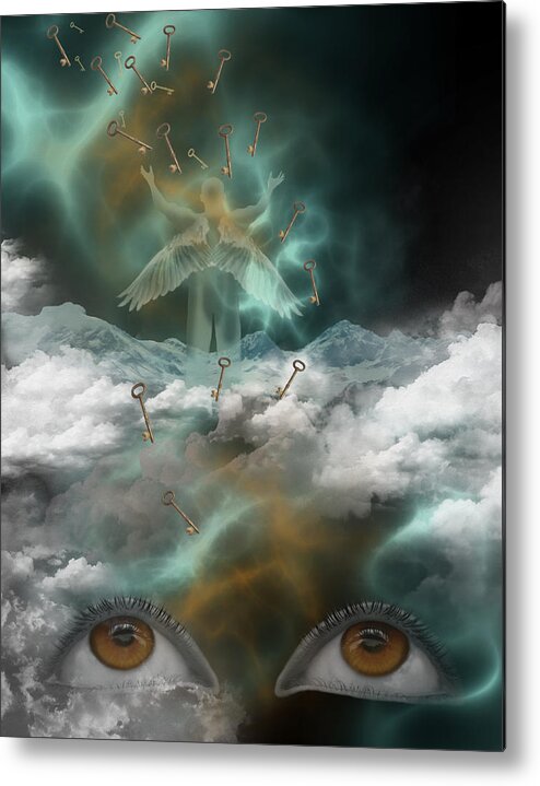 Angel Metal Print featuring the digital art Angel of the Cosmic Keys by Catherine Weser