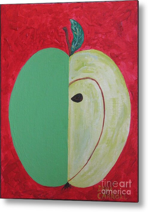 Apple Paintings Metal Print featuring the painting Apple in Two Greens 02 by Dana Carroll