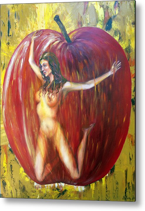 Apple Metal Print featuring the painting Apple by Yelena Rubin