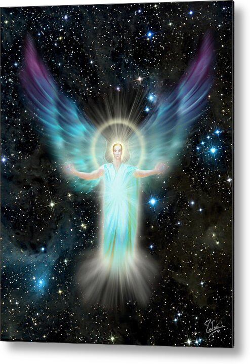Endre Metal Print featuring the digital art Archangel Uriel by Endre Balogh
