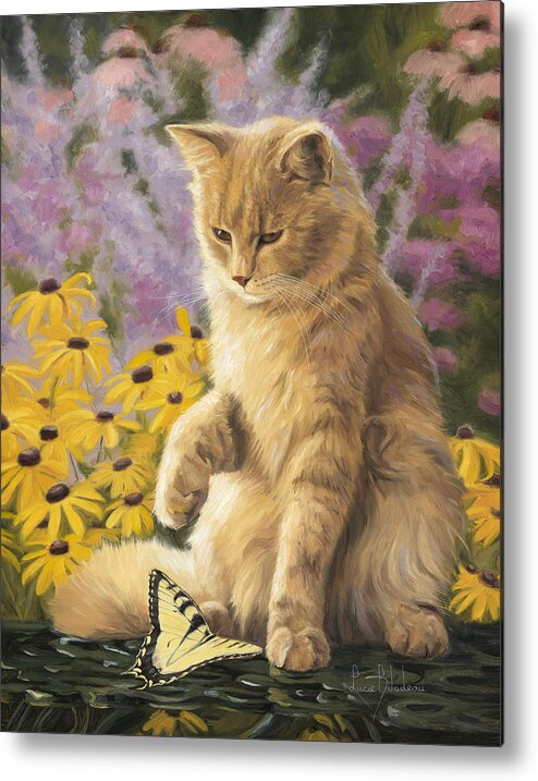 Cat Metal Print featuring the painting Archibald And Friend by Lucie Bilodeau