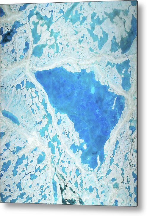 Sea Ice Metal Print featuring the photograph Arctic Sea Ice Melt Water Pools by Operation Icebridge/nasa/science Photo Library