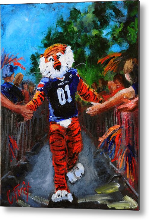 Tiger Mascot Metal Print featuring the painting Aubie Tigerwalk by Carole Foret