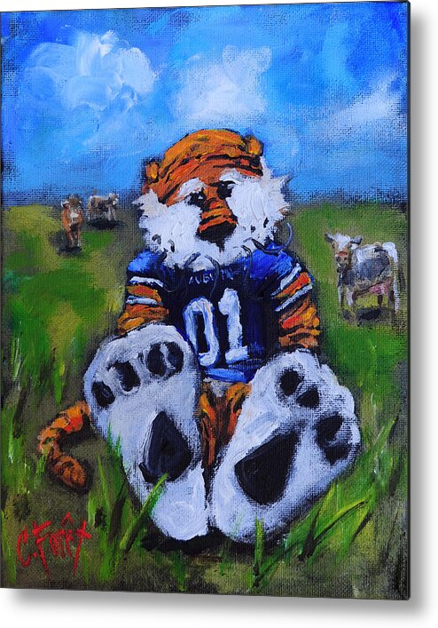 Aubie Metal Print featuring the painting Aubie With the Cows by Carole Foret