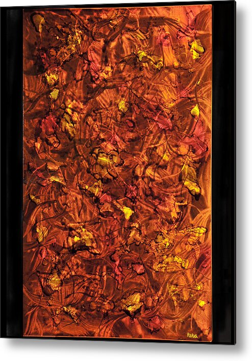 Aluminum Metal Print featuring the painting Autumn Leaves by Rick Roth
