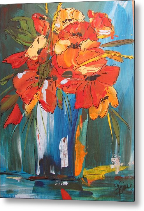 Floral Metal Print featuring the painting Autumn Vase by Terri Einer