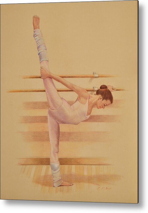 Figurative Metal Print featuring the drawing Balllet Dancer In Extension by Phyllis Tarlow