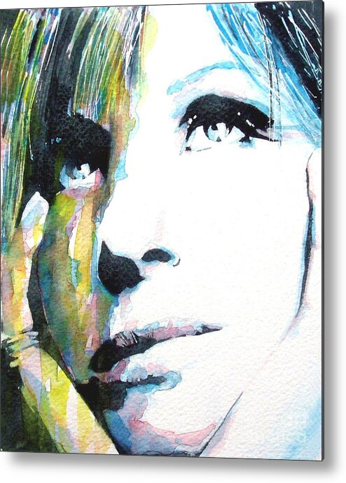 The Wonderful Barbara Streisand Caught In Waterrcolor Metal Print featuring the painting Barbra Streisand by Paul Lovering