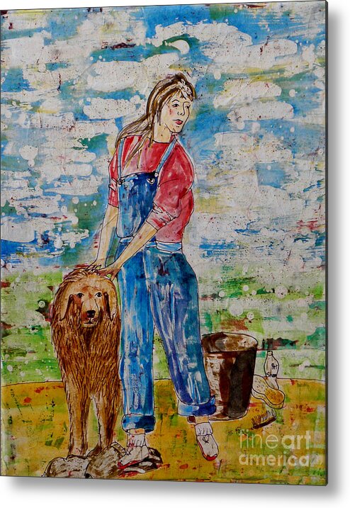 Pets Metal Print featuring the mixed media Bath Time by Sandra Fox