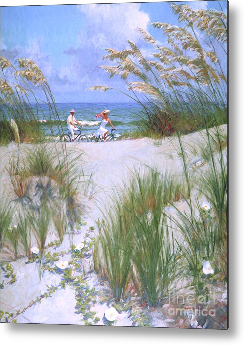 Beach Metal Print featuring the painting Beach Strollers by Candace Lovely