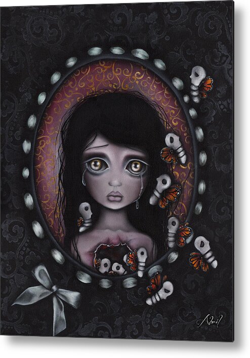 Skeleton Metal Print featuring the painting Beauty within me by Abril Andrade