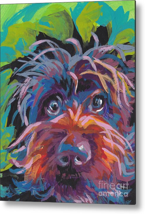 Wirehaired Pointing Griffon Metal Print featuring the painting Bedhead Griff by Lea S