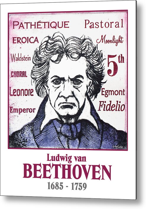 Beethoven Metal Print featuring the drawing Beethoven by Paul Helm