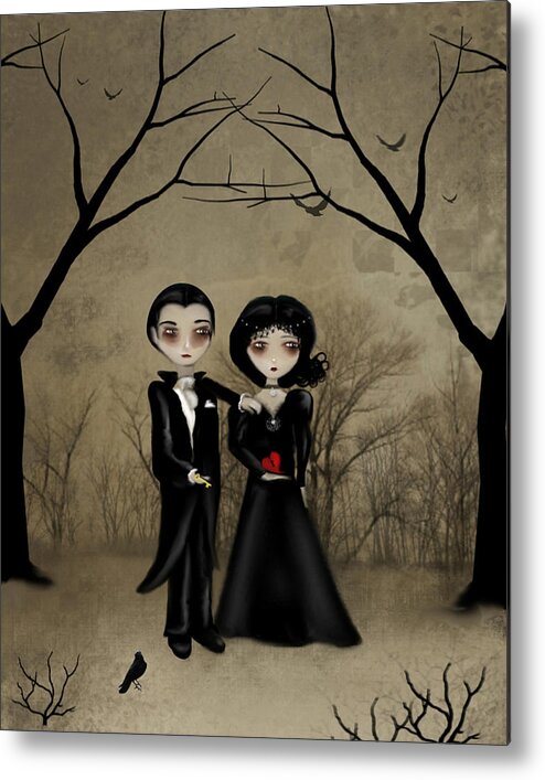 Gothic Romance Metal Print featuring the digital art Betrothed by Charlene Murray Zatloukal