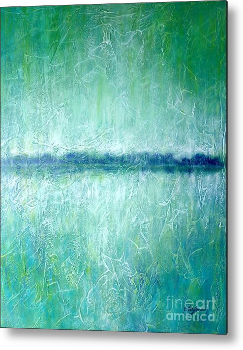 Painting Metal Print featuring the painting Between the Sea and Sky - Green Seascape by Cristina Stefan