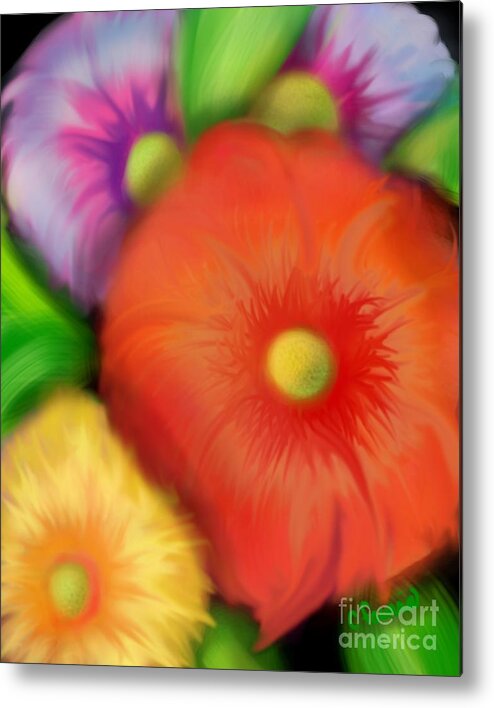 Floral Metal Print featuring the digital art Big Blooms by Christine Fournier
